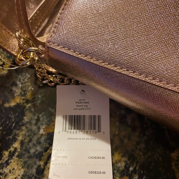 NWT Kate Spade ♠️ Greer Crossbody Rose Gold Saffiano Leather - Picture 5 of 13
